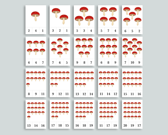 Toadstool Count and Clip Cards