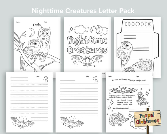 Nighttime Creatures Letter Pack
