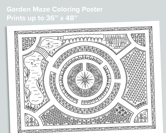 Giant Garden Maze Coloring Poster