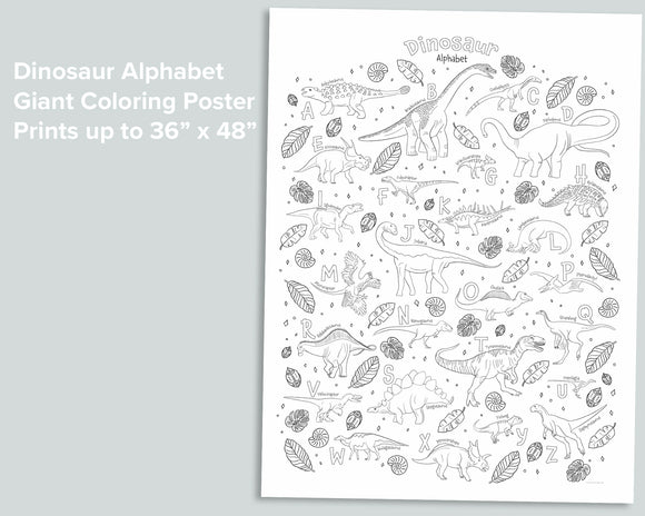 Giant Dino Alphabet Coloring Poster