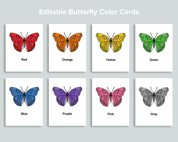 Editable Butterfly Color Cards Freebie