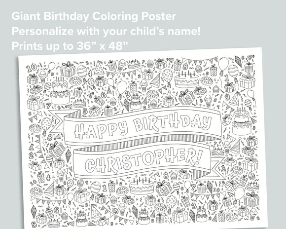 Custom Happy Birthday Coloring Poster