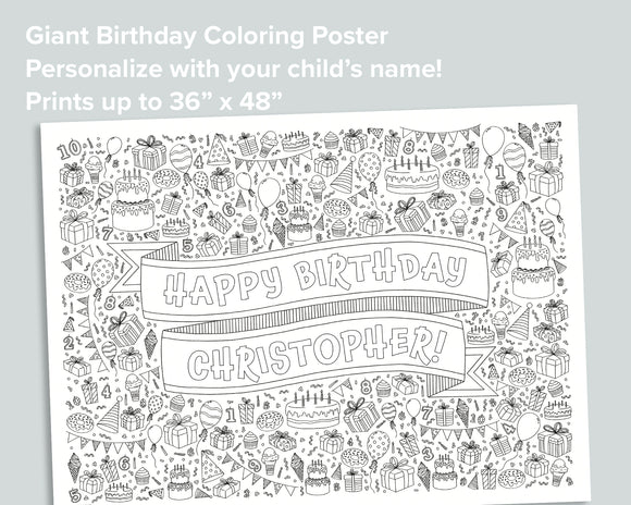 Custom Happy Birthday Coloring Poster