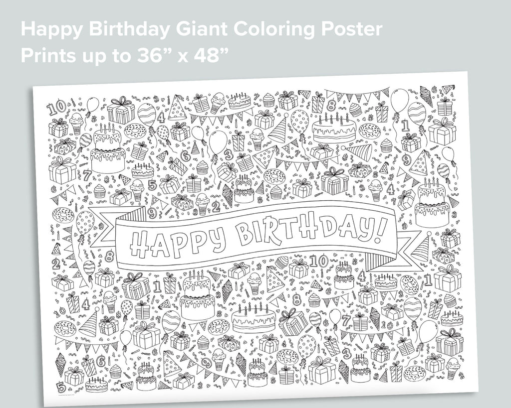 Happy Birthday Coloring Poster