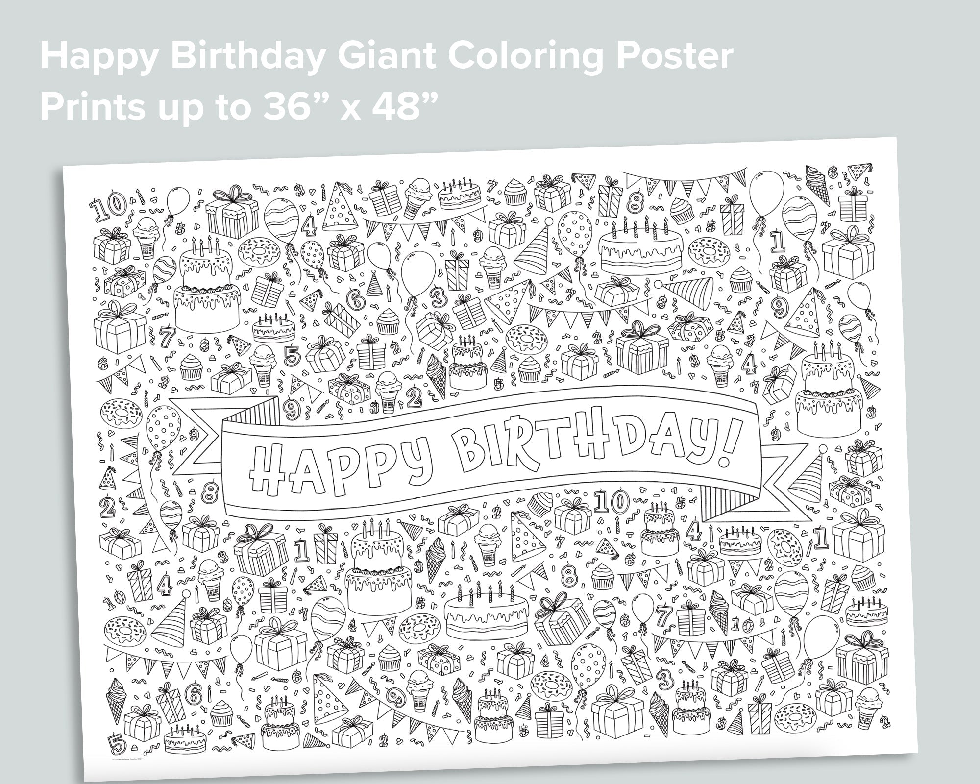 Happy Birthday Coloring Poster