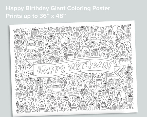 Happy Birthday Coloring Poster
