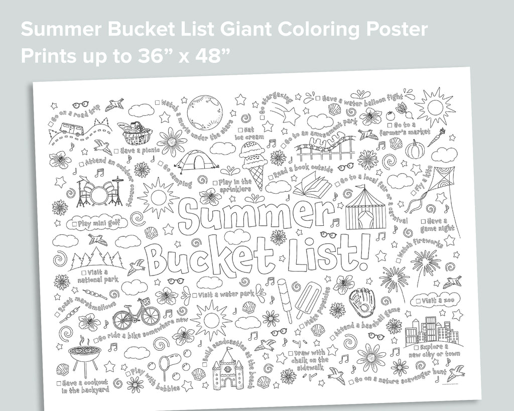 Summer Bucket List Giant Coloring Poster