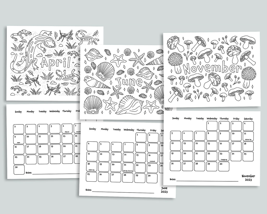 Nature Coloring Calendar