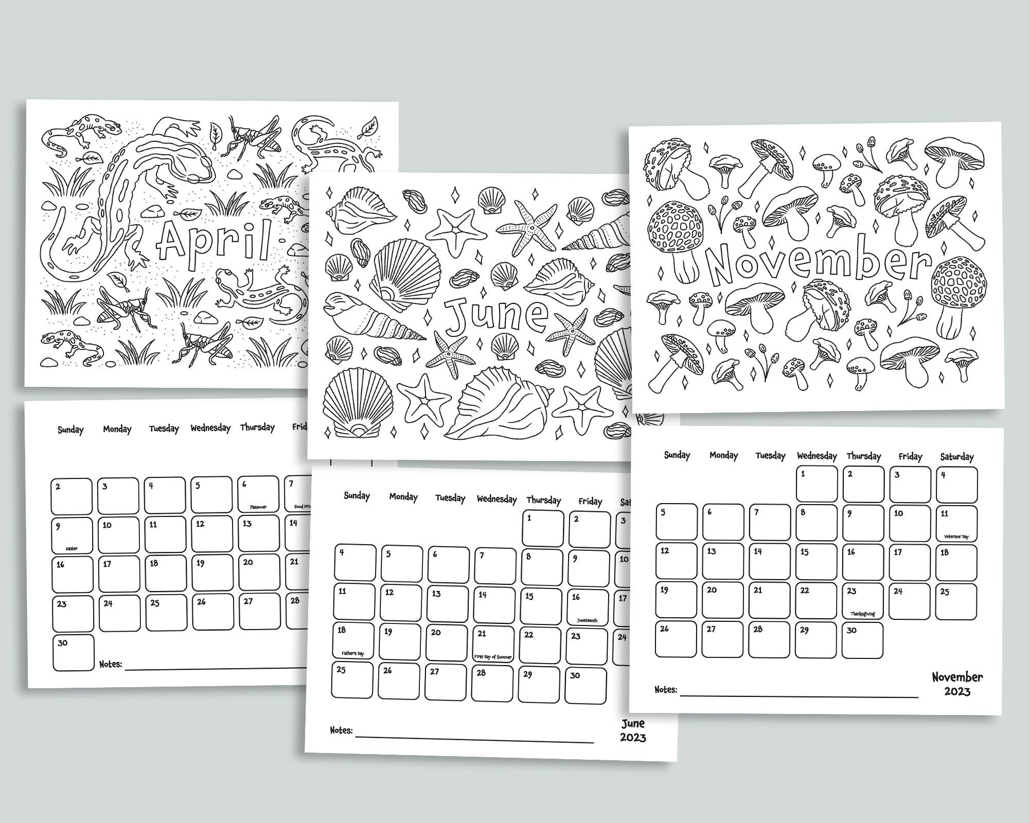 Nature Coloring Calendar