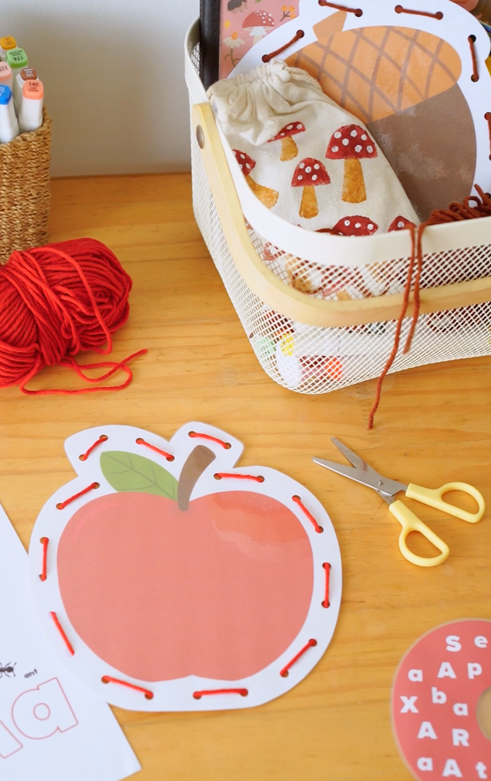 Apple and Acorn Lacing Cards