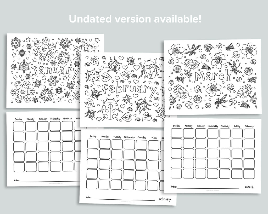 Nature Coloring Calendar