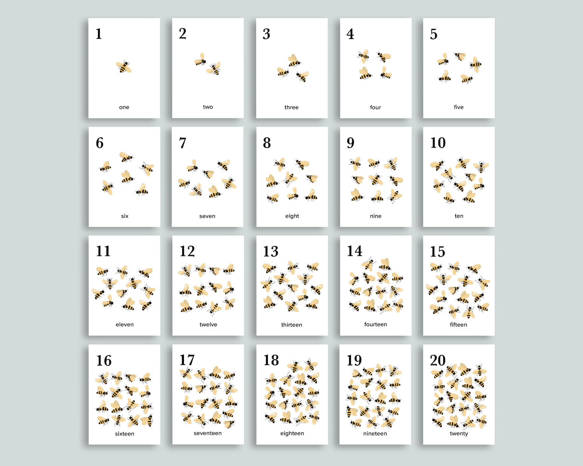 Bee Counting Cards Bundle