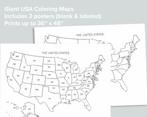 Giant USA Map Coloring Poster