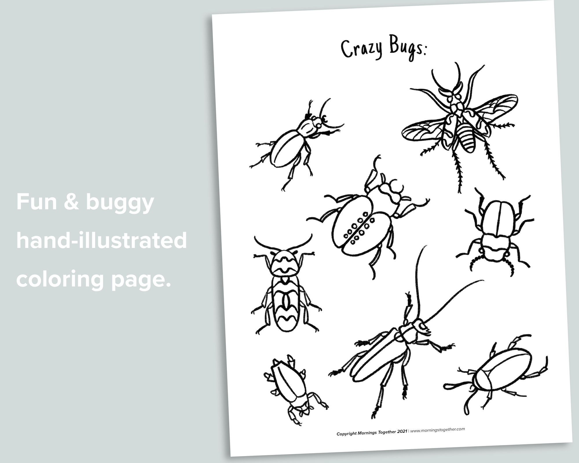 Bugs Coloring Page Freebie