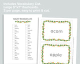 Autumn Vocabulary Cards Freebie