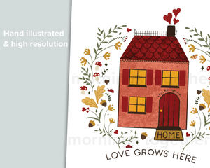 Valentine's Day Love Grows Here Wall Art