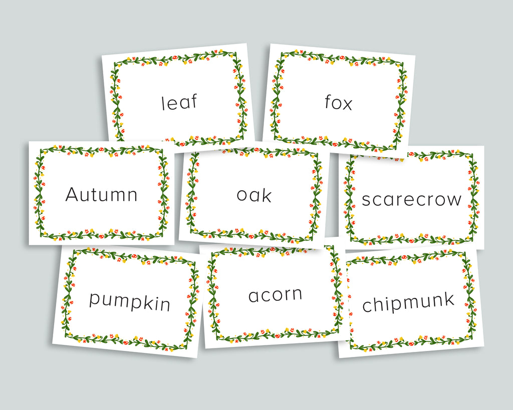 Autumn Vocabulary Cards Freebie