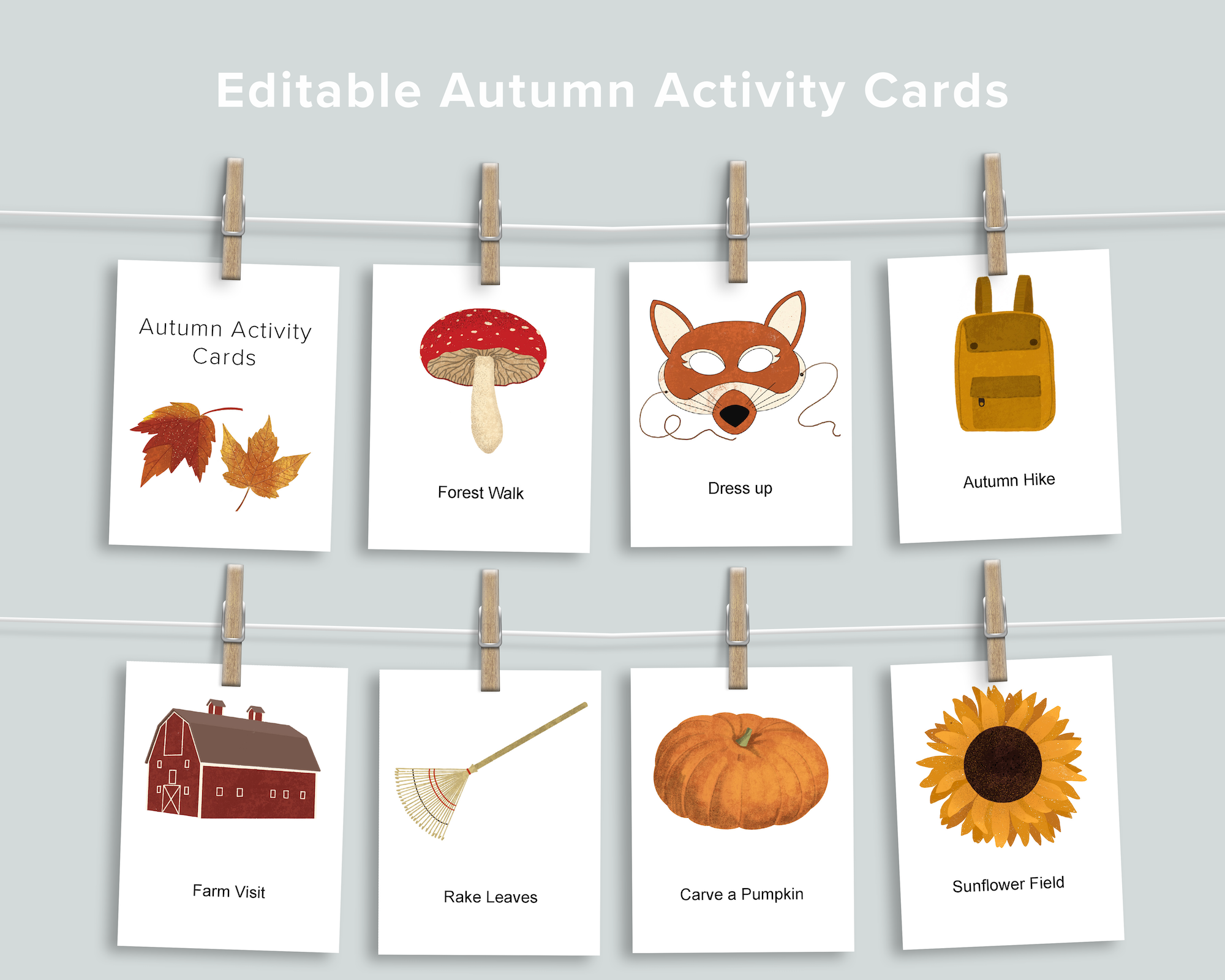 Editable Activity Cards by Season
