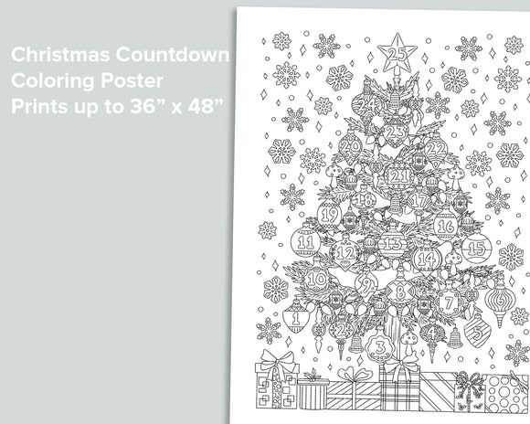 Christmas Countdown Coloring Poster