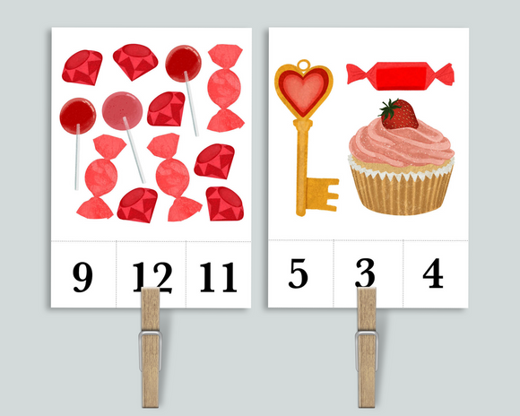 Valentine's Day Count & Clip Cards