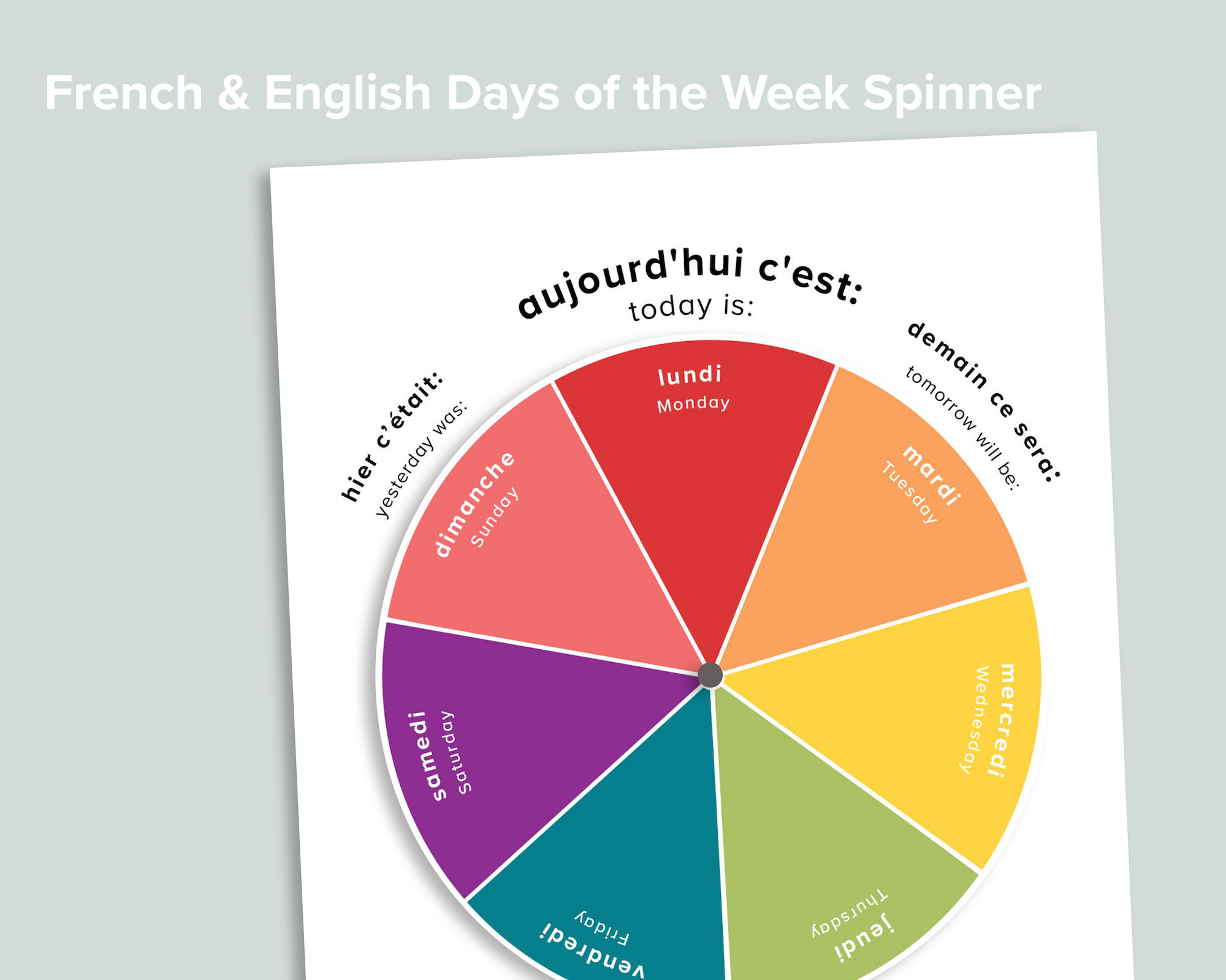 Days of the Week Spinner Wheel (French) – Mornings Together