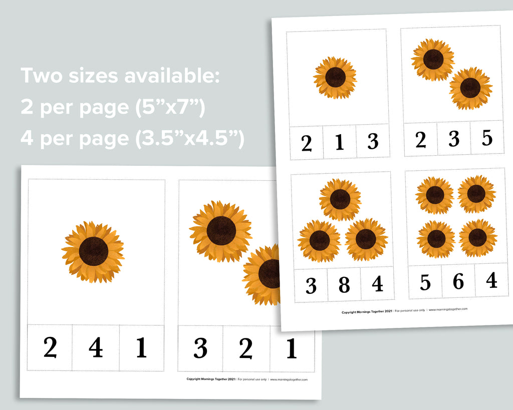 Sunflower Count and Clip Cards