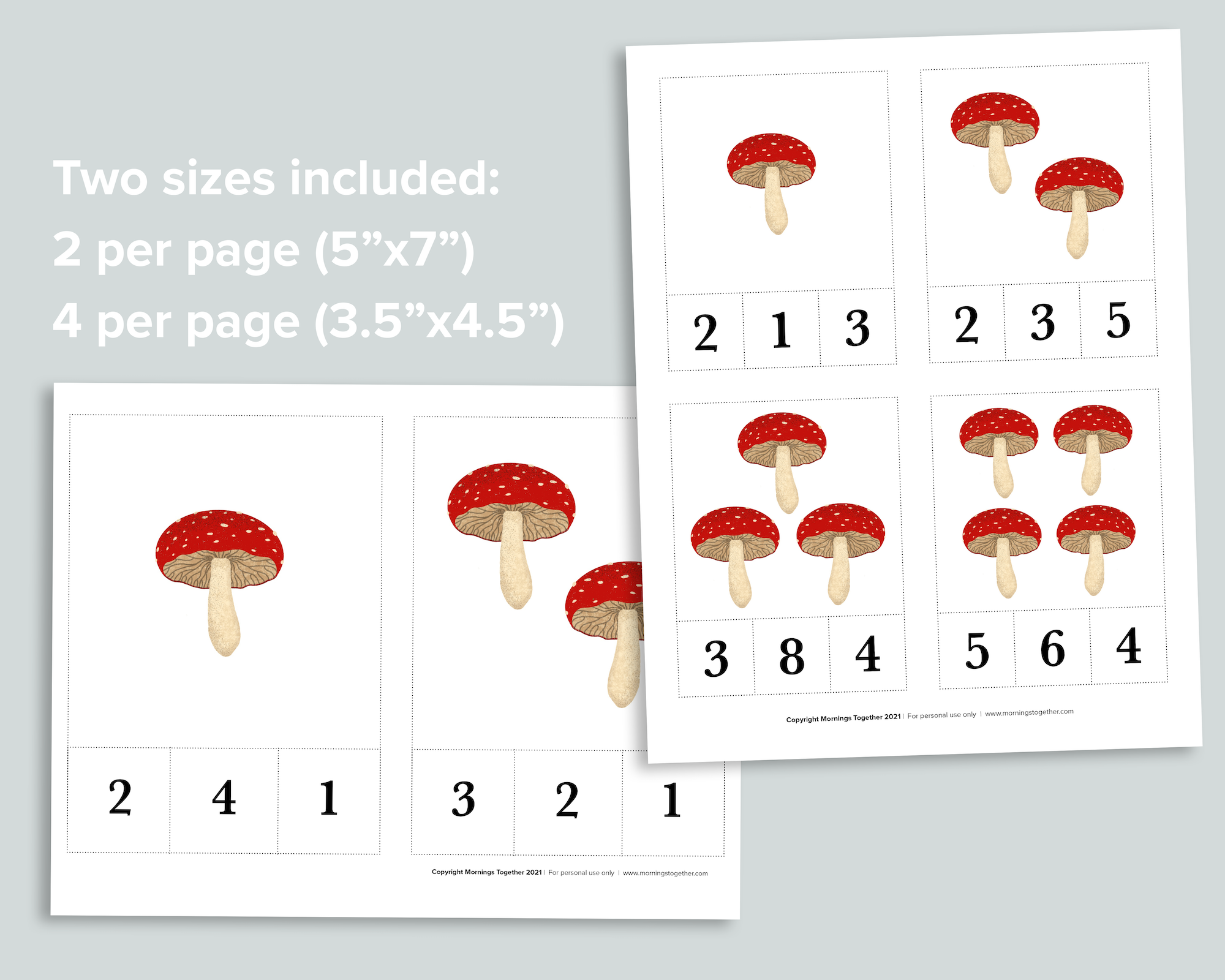 Toadstool Count and Clip Cards