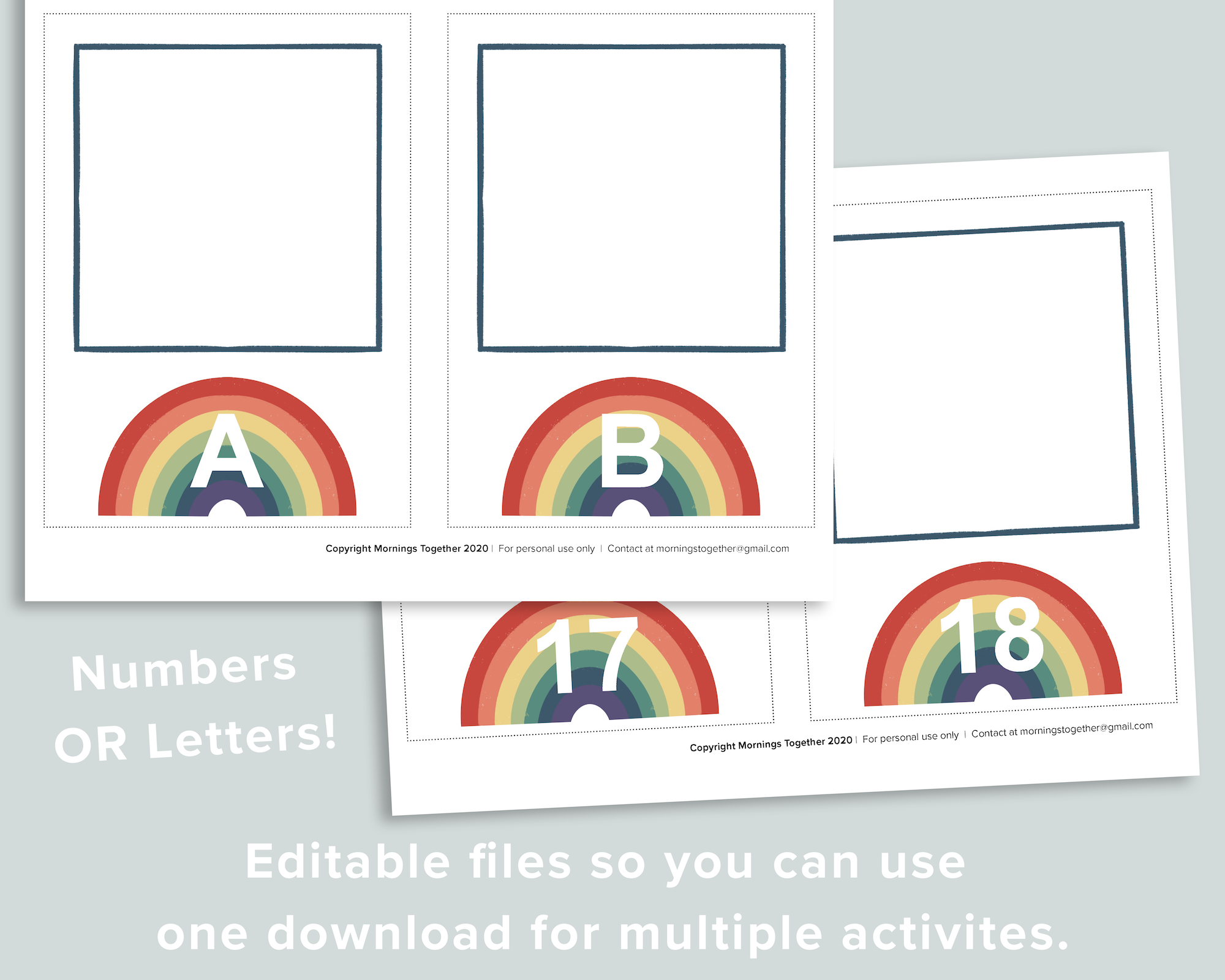 Editable Rainbow Quantity Cards