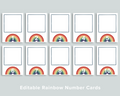 Editable Rainbow Quantity Cards