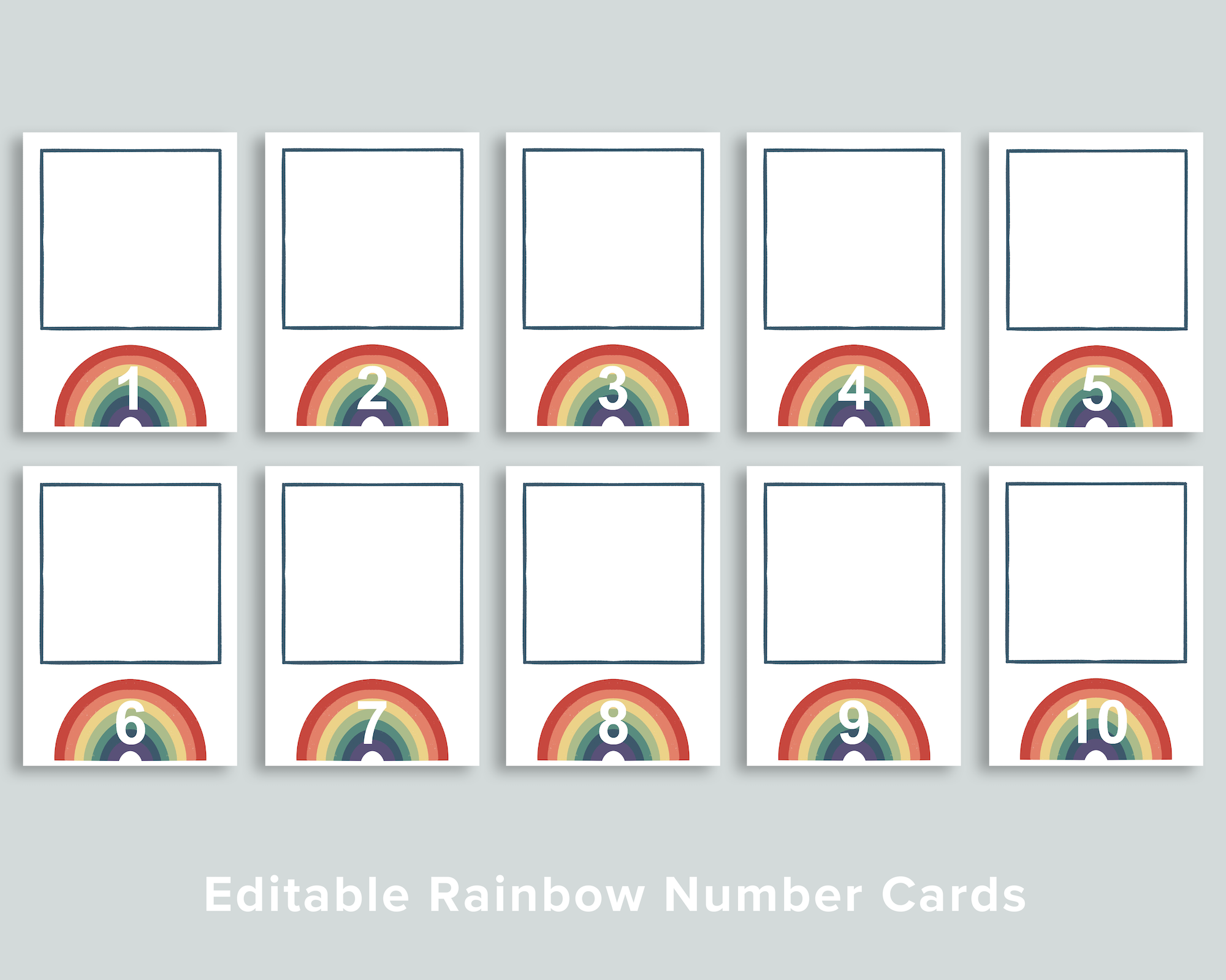 Editable Rainbow Quantity Cards