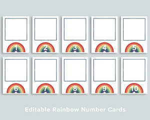 Editable Rainbow Quantity Cards