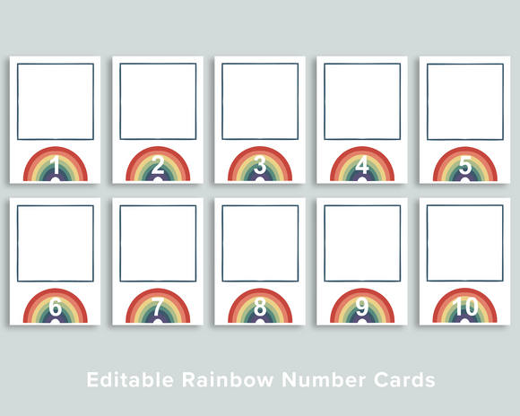 Editable Rainbow Quantity Cards