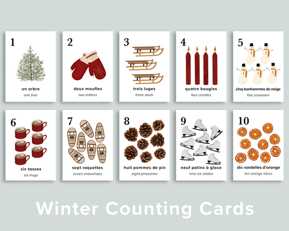 Winter Nature Counting Cards (French)