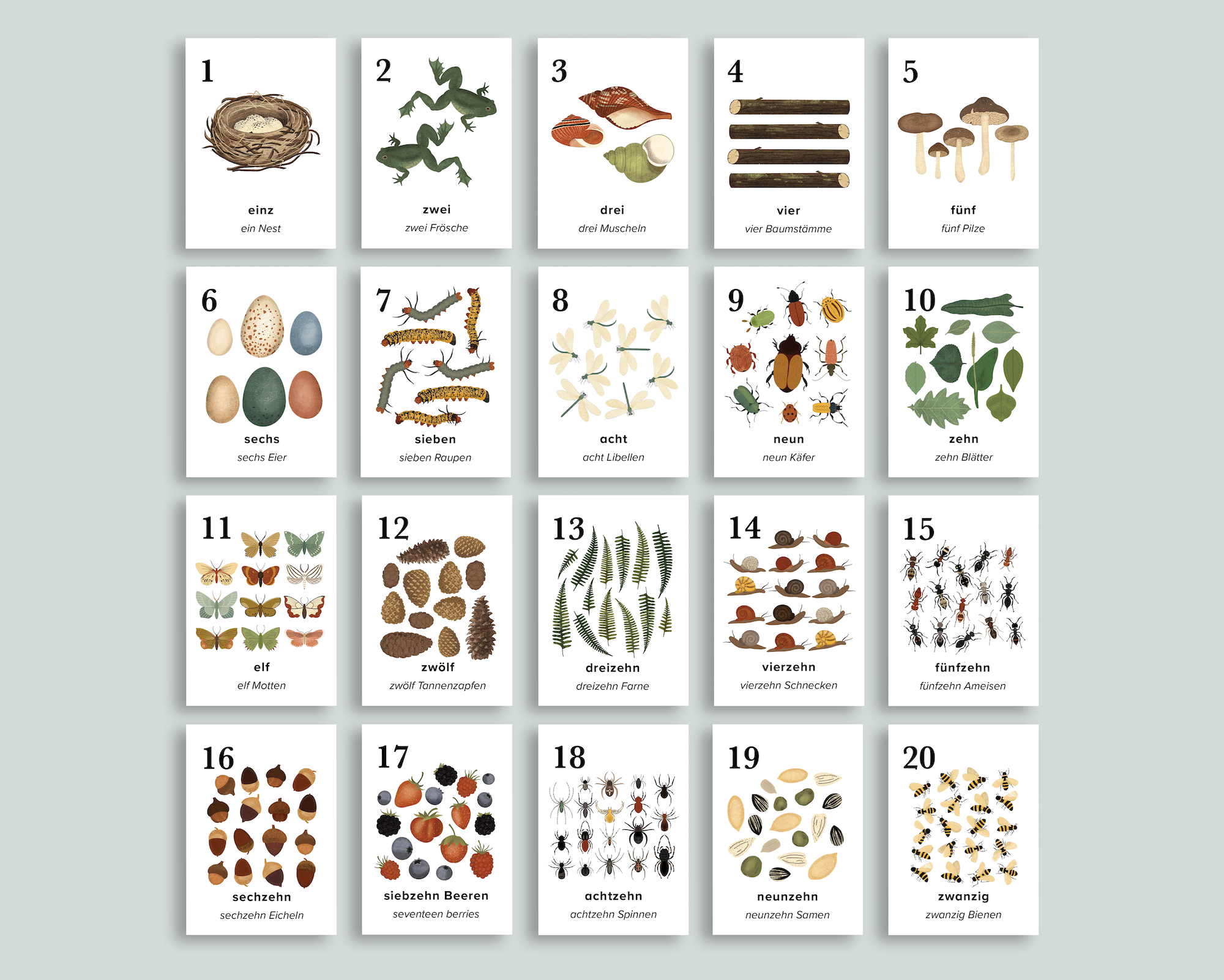 Nature Counting Cards (German)