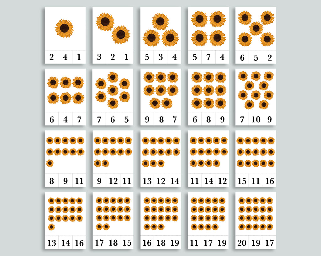 Sunflower Count and Clip Cards