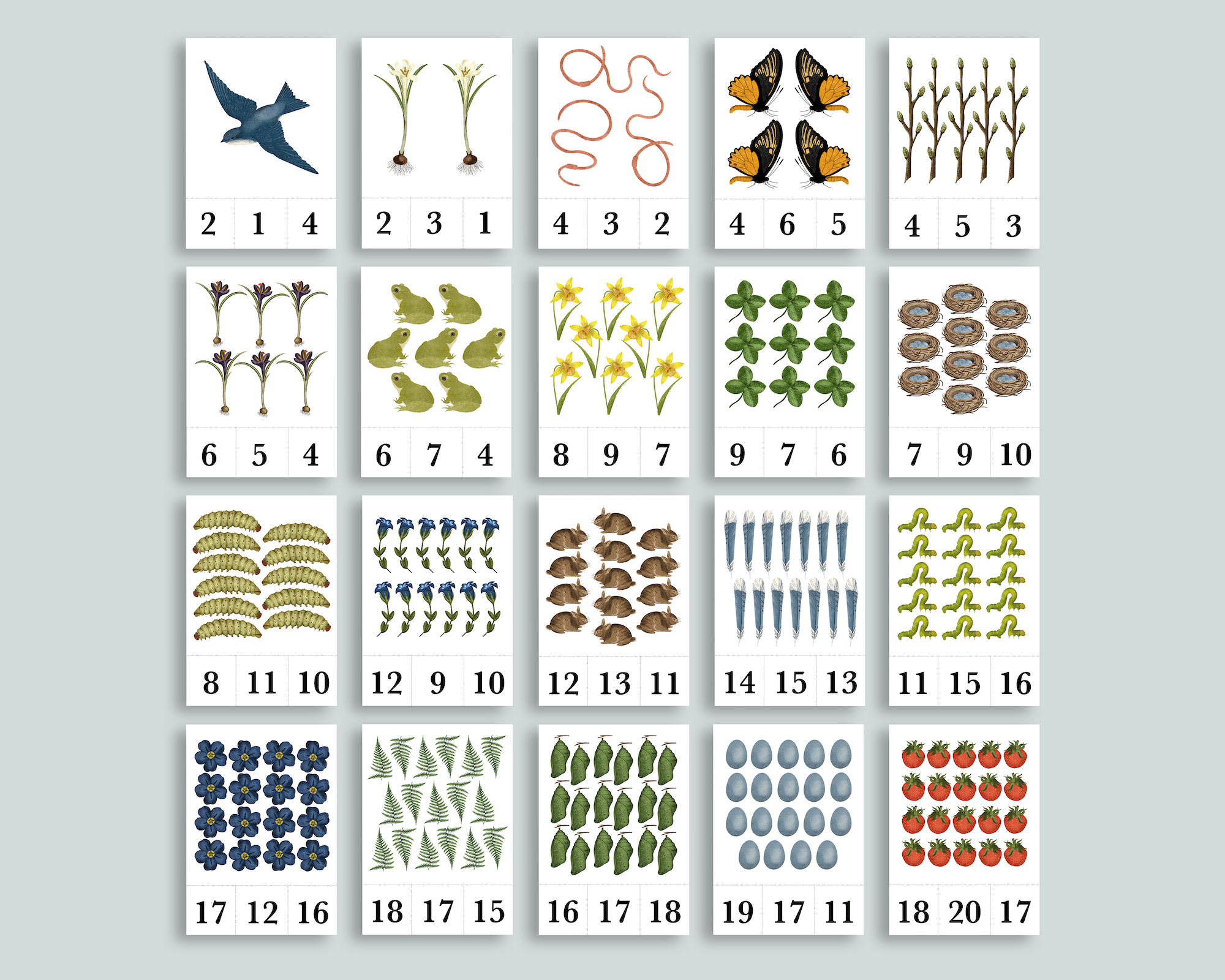 Spring Count & Clip Cards