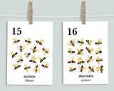 Bee Counting Cards 1-20 (Spanish)