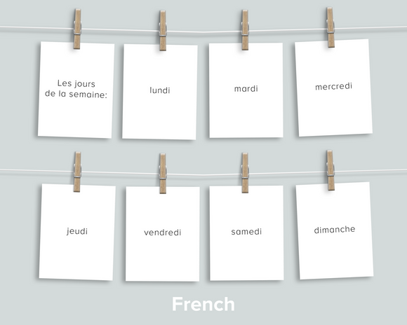 Days Months Seasons Flashcards (French)