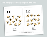 Bee Counting Cards 1-20 (Spanish)