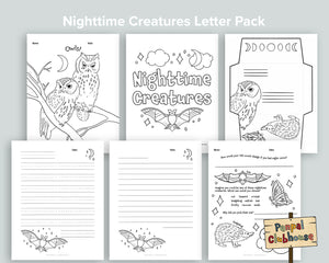 Nighttime Creatures Letter Pack