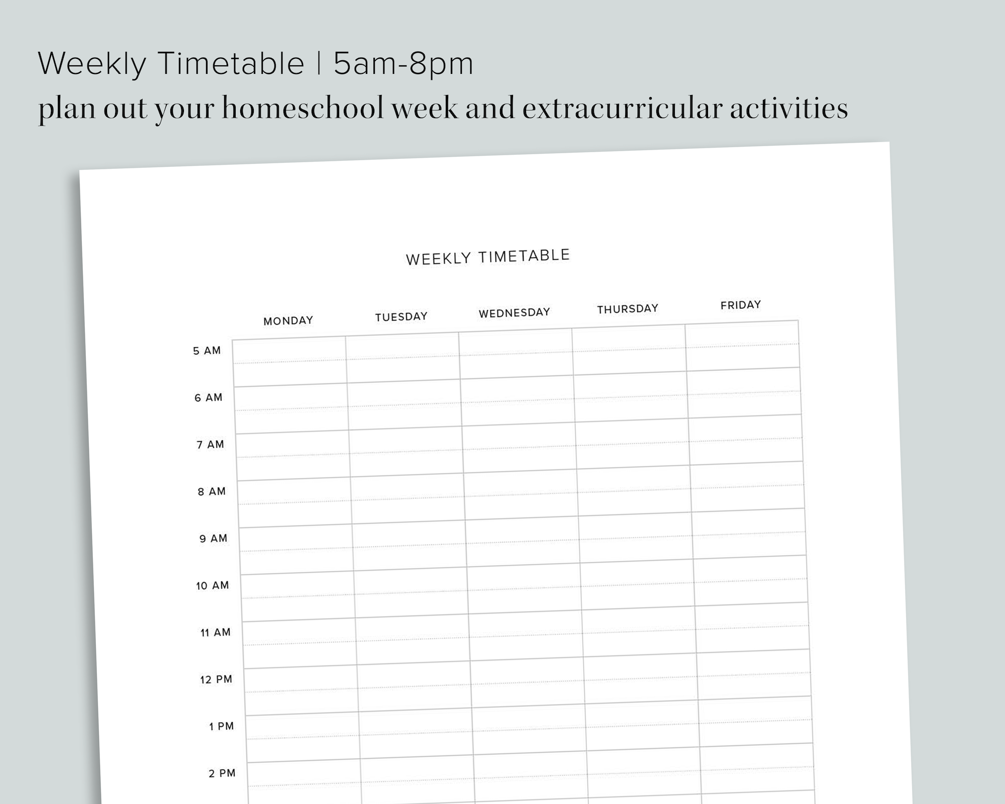 Homeschool Curriculum Planner