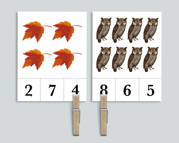 Autumn Count and Clip Cards