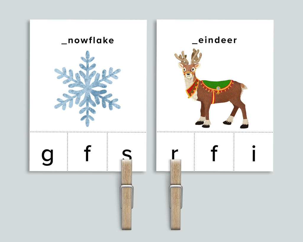 Holiday Beginning Sounds Clip Cards