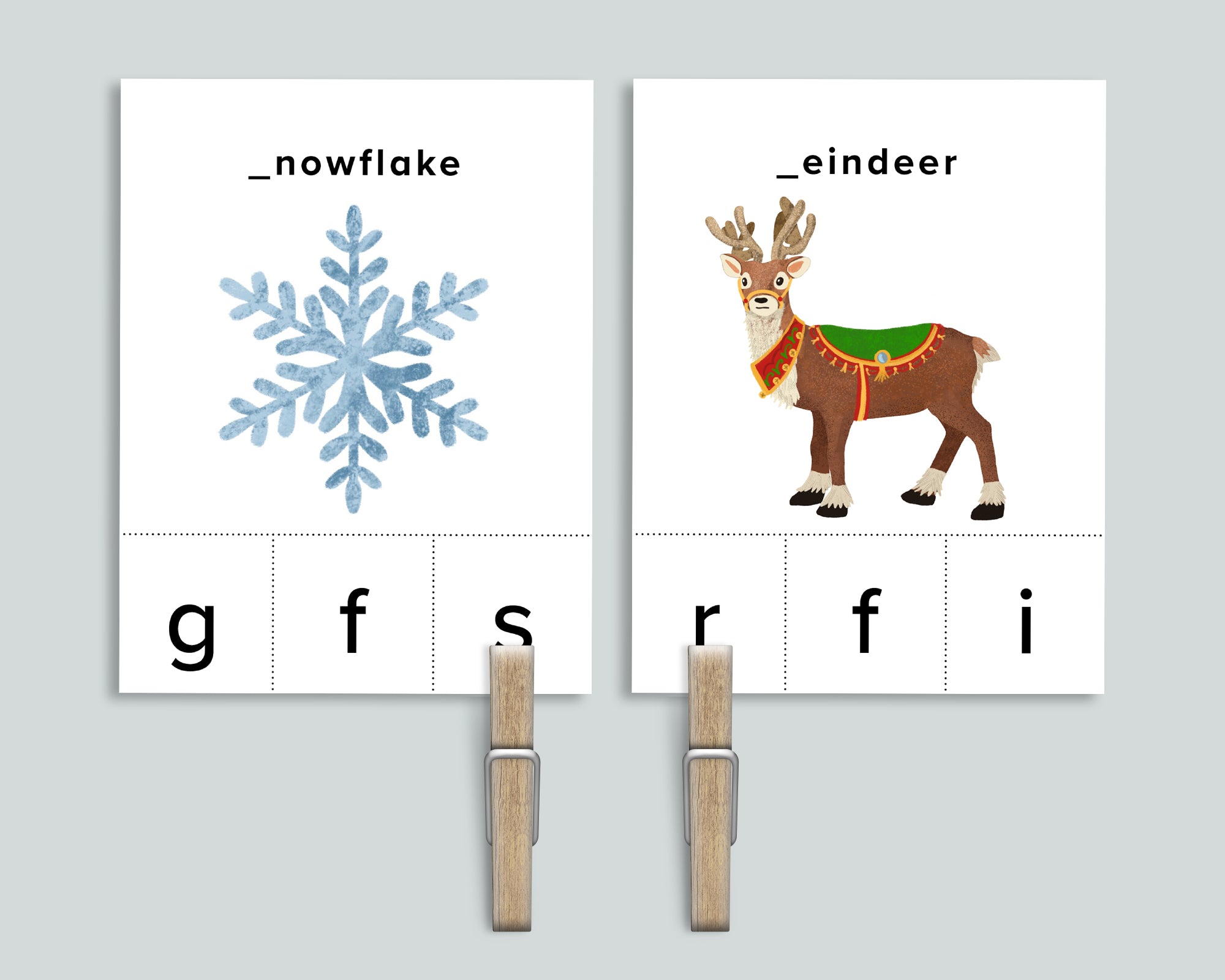 Holiday Beginning Sounds Clip Cards