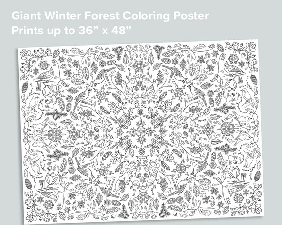Giant Winter Forest Coloring Poster