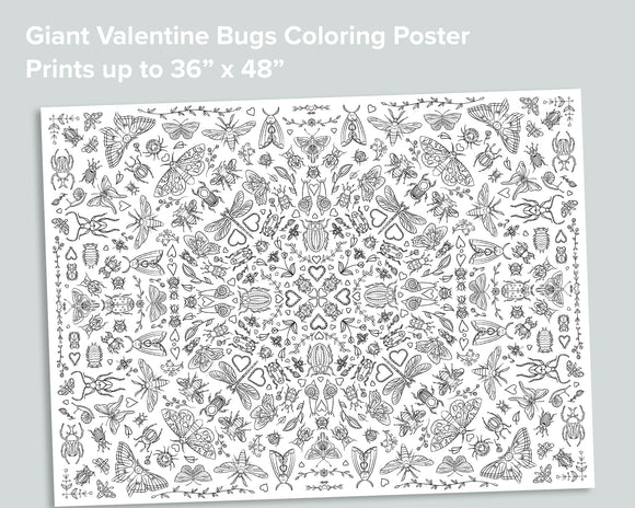 Giant Valentine's Bugs Coloring Poster