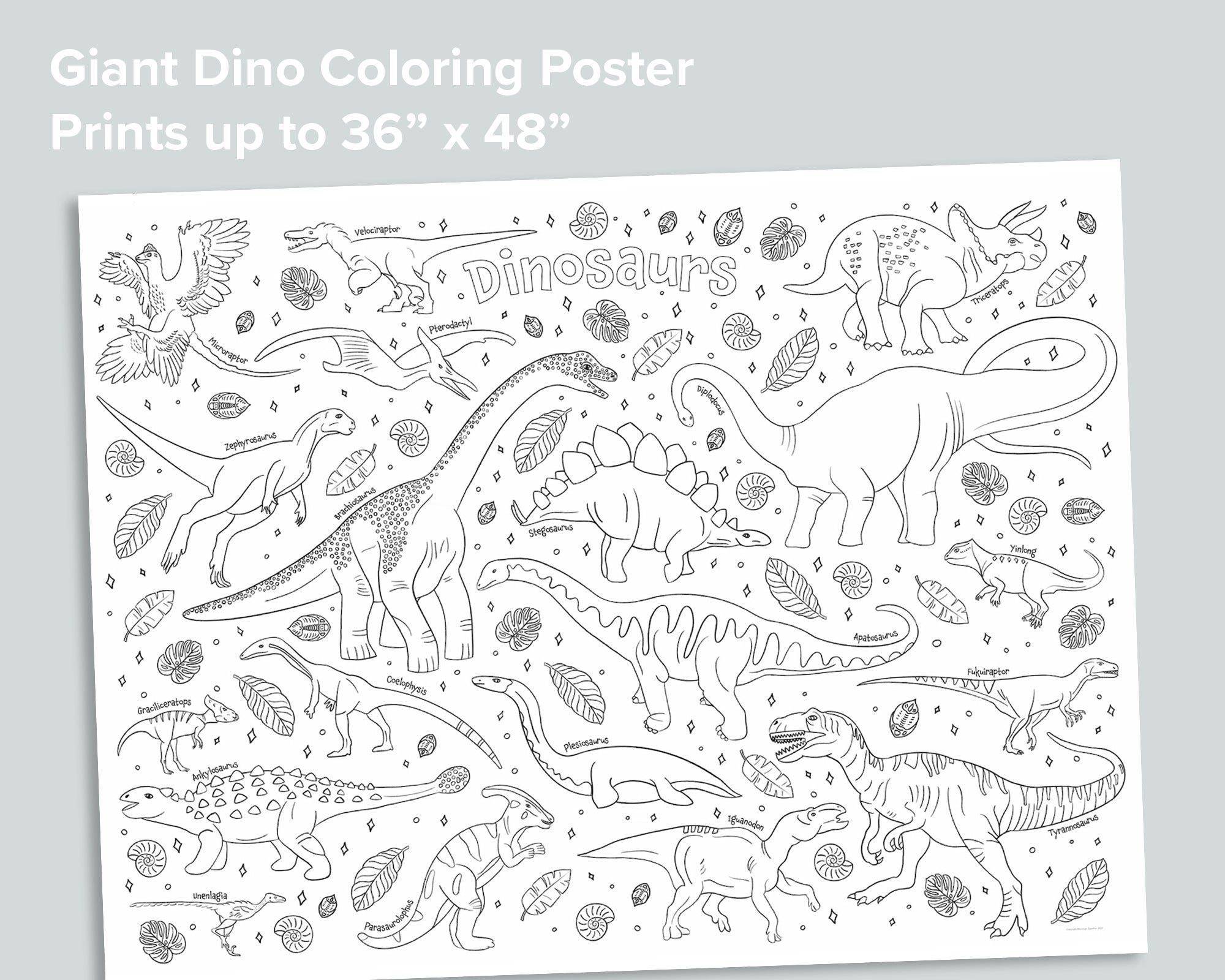 Giant Dino Coloring Poster