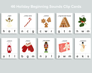 Holiday Beginning Sounds Clip Cards