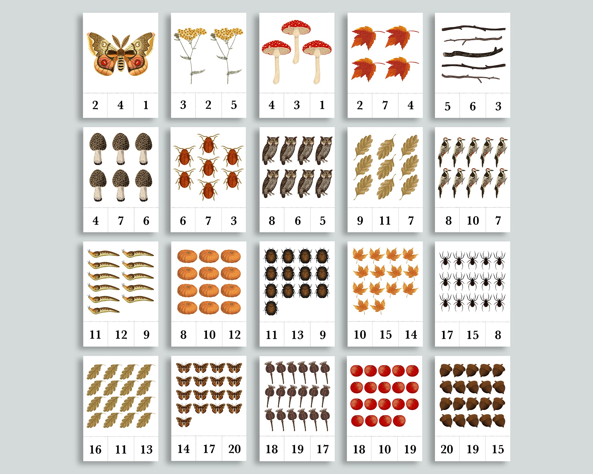 Autumn Count and Clip Cards