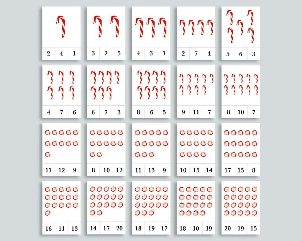 Candy Cane Count and Clip Cards